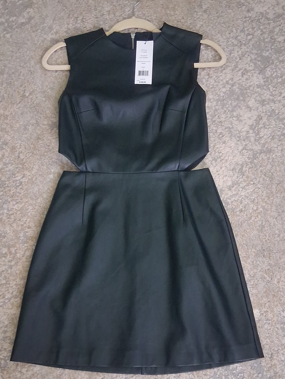 french connection black leather dress Sleeveless A-Line Midi dress